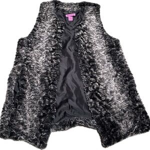 Betsey Johnson Black and Gray Faux Fur Vest